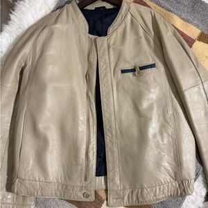 Sakowitz Men's Beige Leather Jacket
